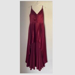 Windsor Dress Women's Burgundy Sz S 3/4 silky prom graduation hi lo dress